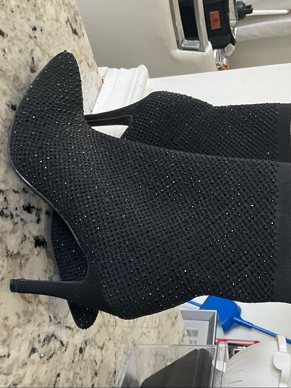 MIA Black Embellished Pointed Toe Stiletto Sock Boots